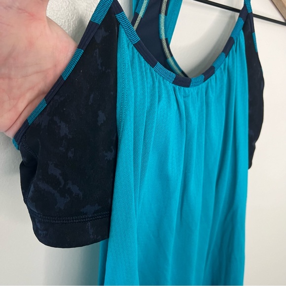 Lululemon No Limits Tank Size Six Teal Navy Activewear Training Built In Bra - Picture 6 of 10